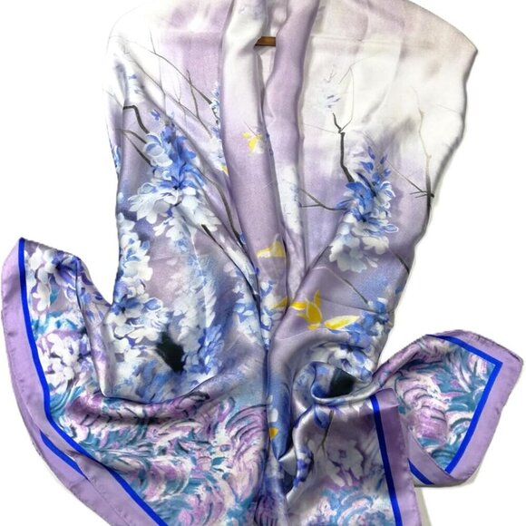 Satin Scarves Women Long Elegant Gift Box Silk Feel Wisteria Color - Picture 3 of 5